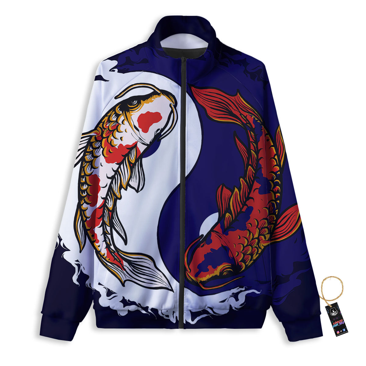 Carp Koi Fish Yin And Yang Print Track Jacket-grizzshop