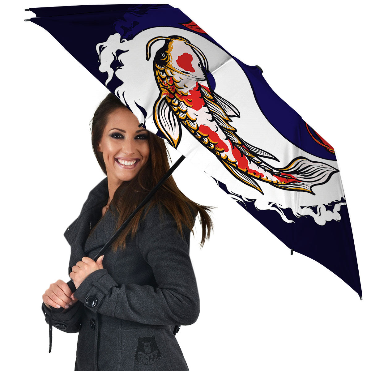 Carp Koi Fish Yin And Yang Print Umbrella-grizzshop