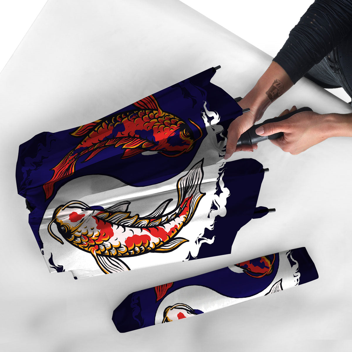 Carp Koi Fish Yin And Yang Print Umbrella-grizzshop