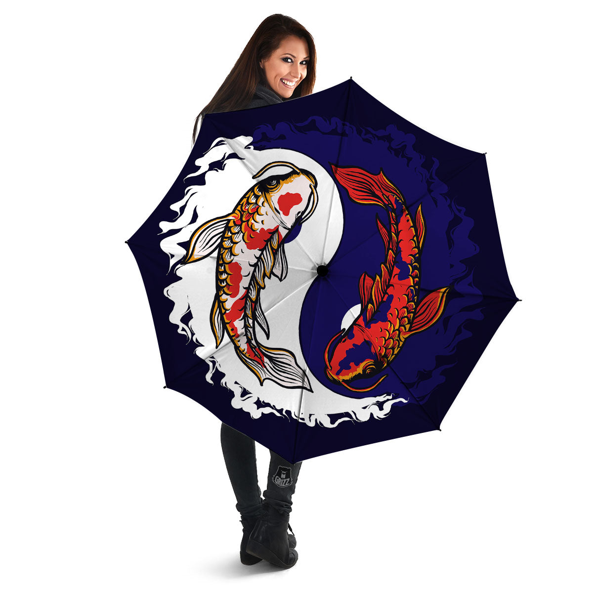 Carp Koi Fish Yin And Yang Print Umbrella-grizzshop