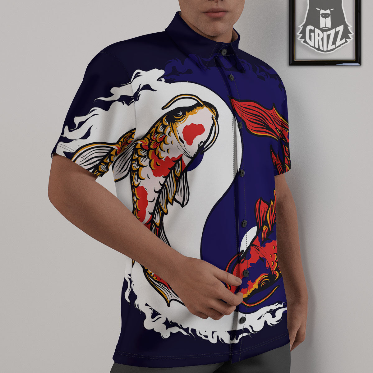 Carp Koi Fish Yin And Yang Print Untucked Shirts-grizzshop