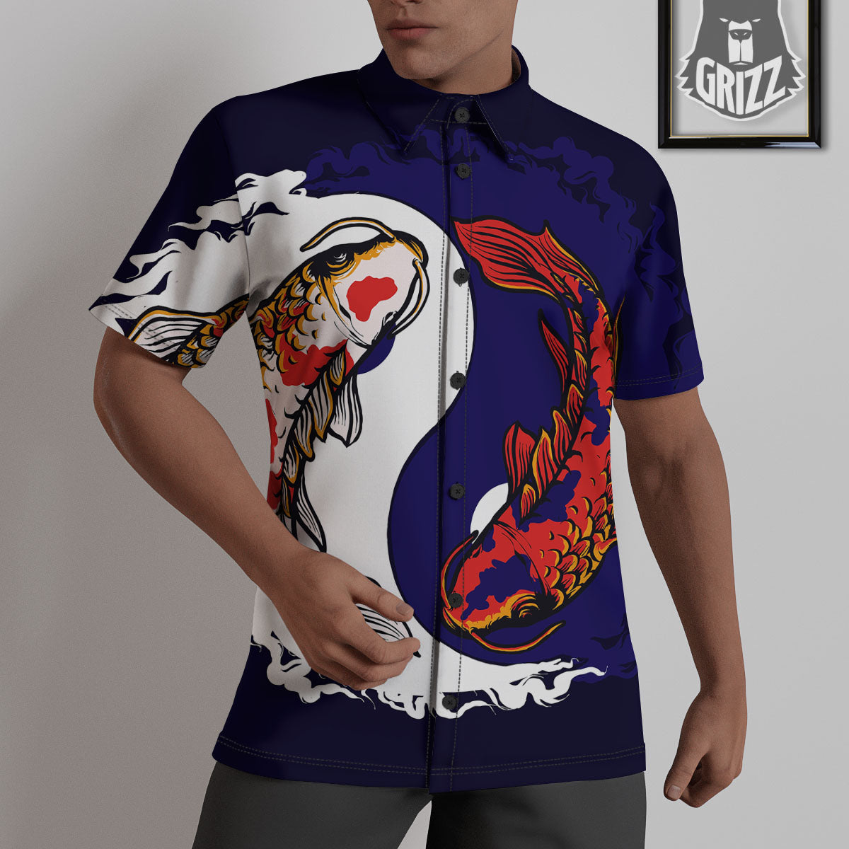Carp Koi Fish Yin And Yang Print Untucked Shirts-grizzshop