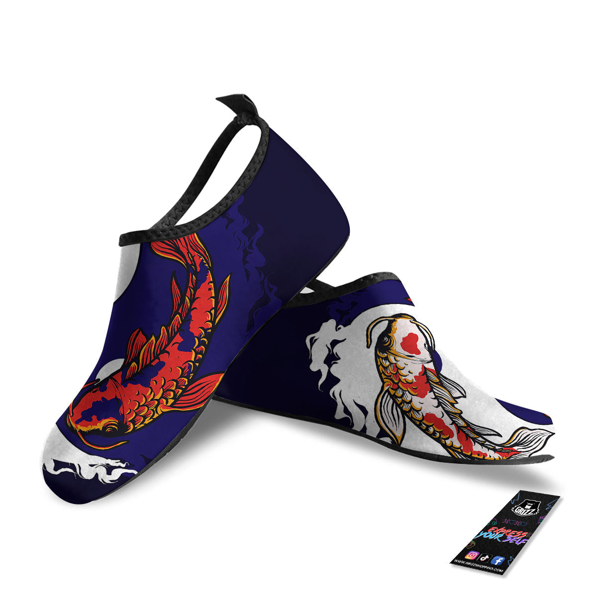 Carp Koi Fish Yin And Yang Print Water Shoes-grizzshop