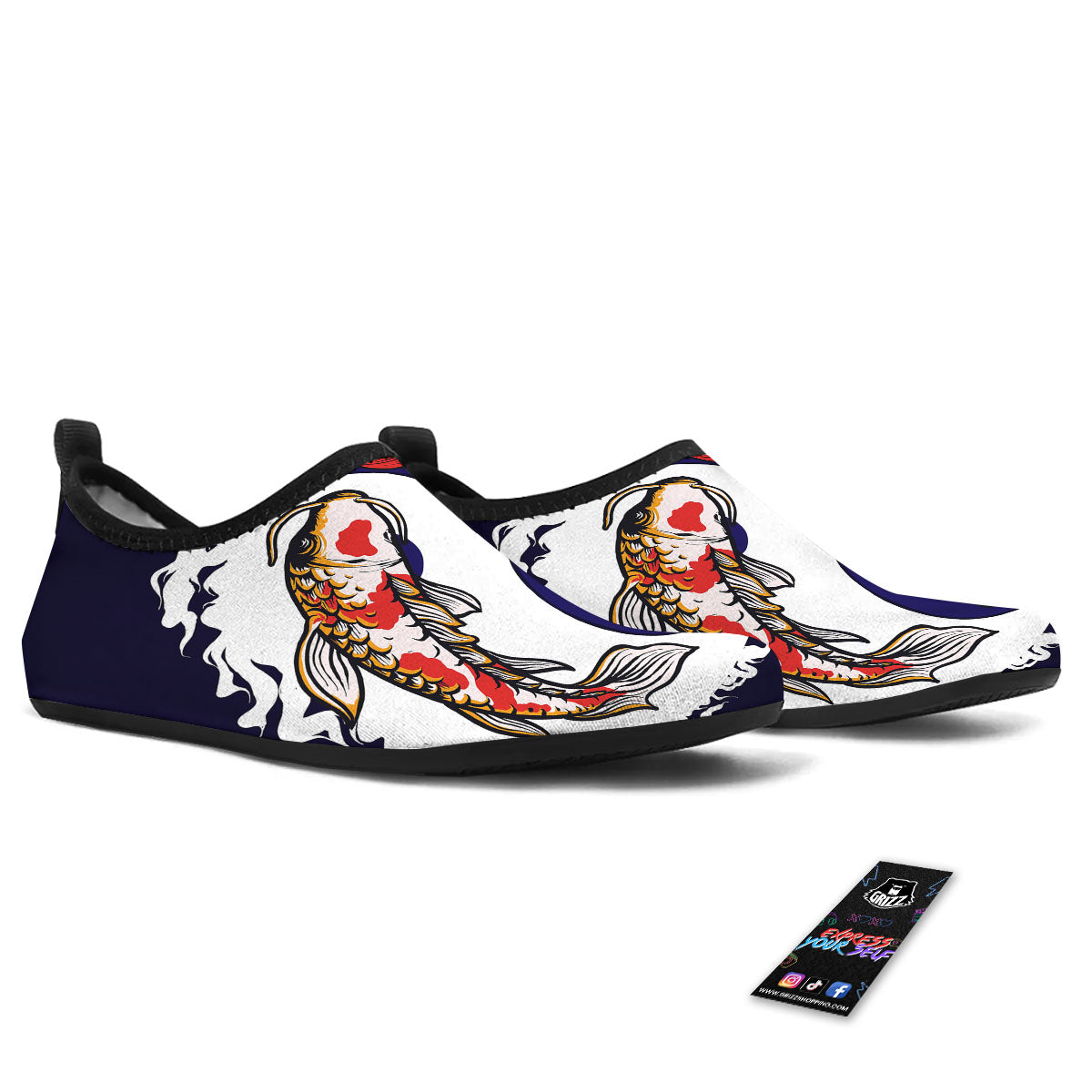 Carp Koi Fish Yin And Yang Print Water Shoes-grizzshop