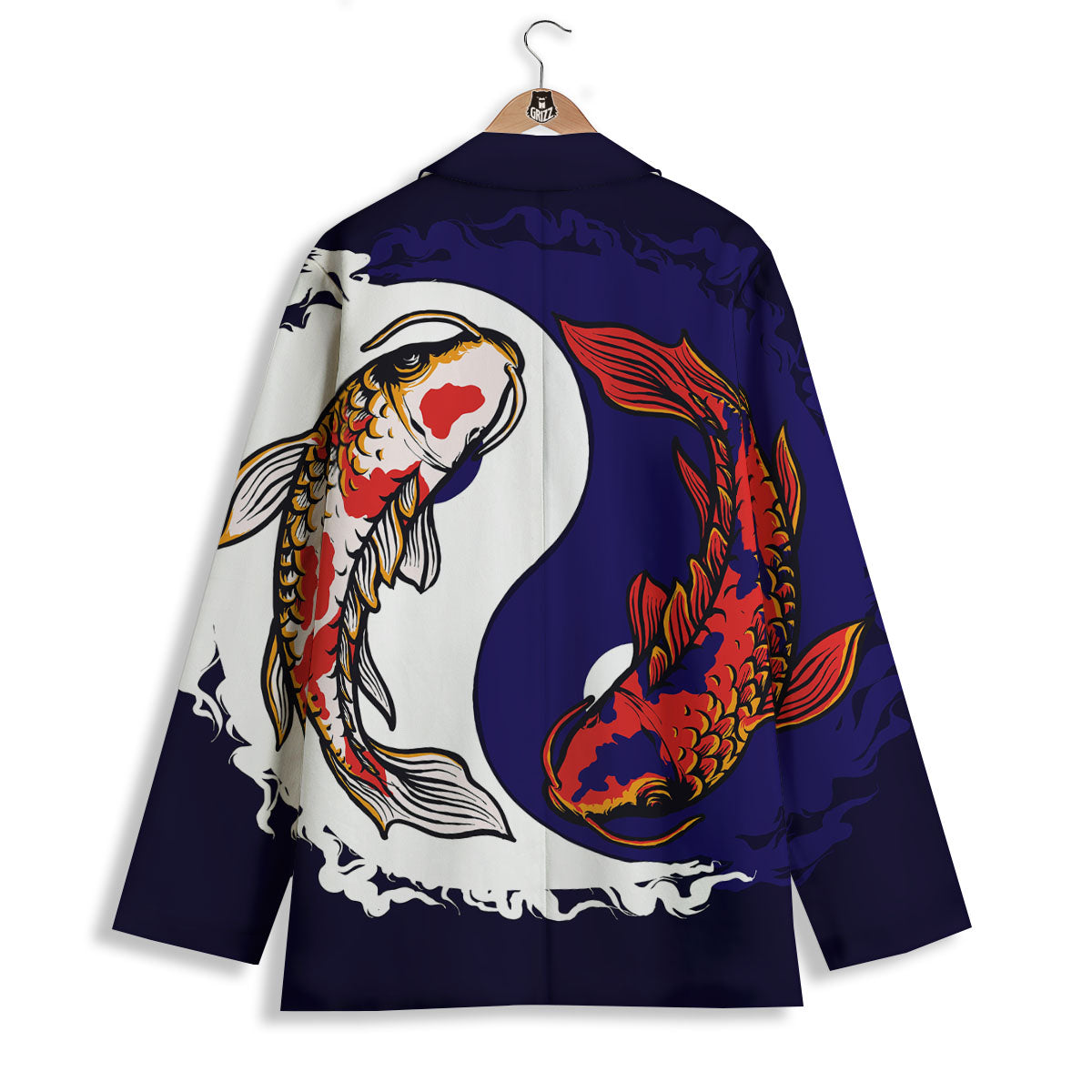 Carp Koi Fish Yin And Yang Print Women's Blazer-grizzshop