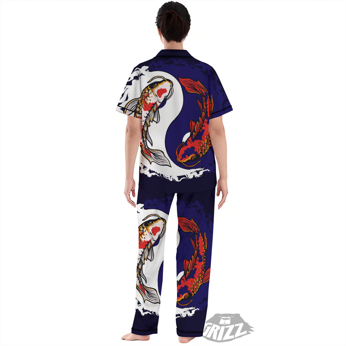 Carp Koi Fish Yin And Yang Print Women's Pajamas Set-grizzshop