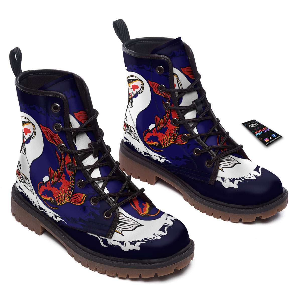 Carp Koi Fish Yin And Yang Print Work Boots-grizzshop