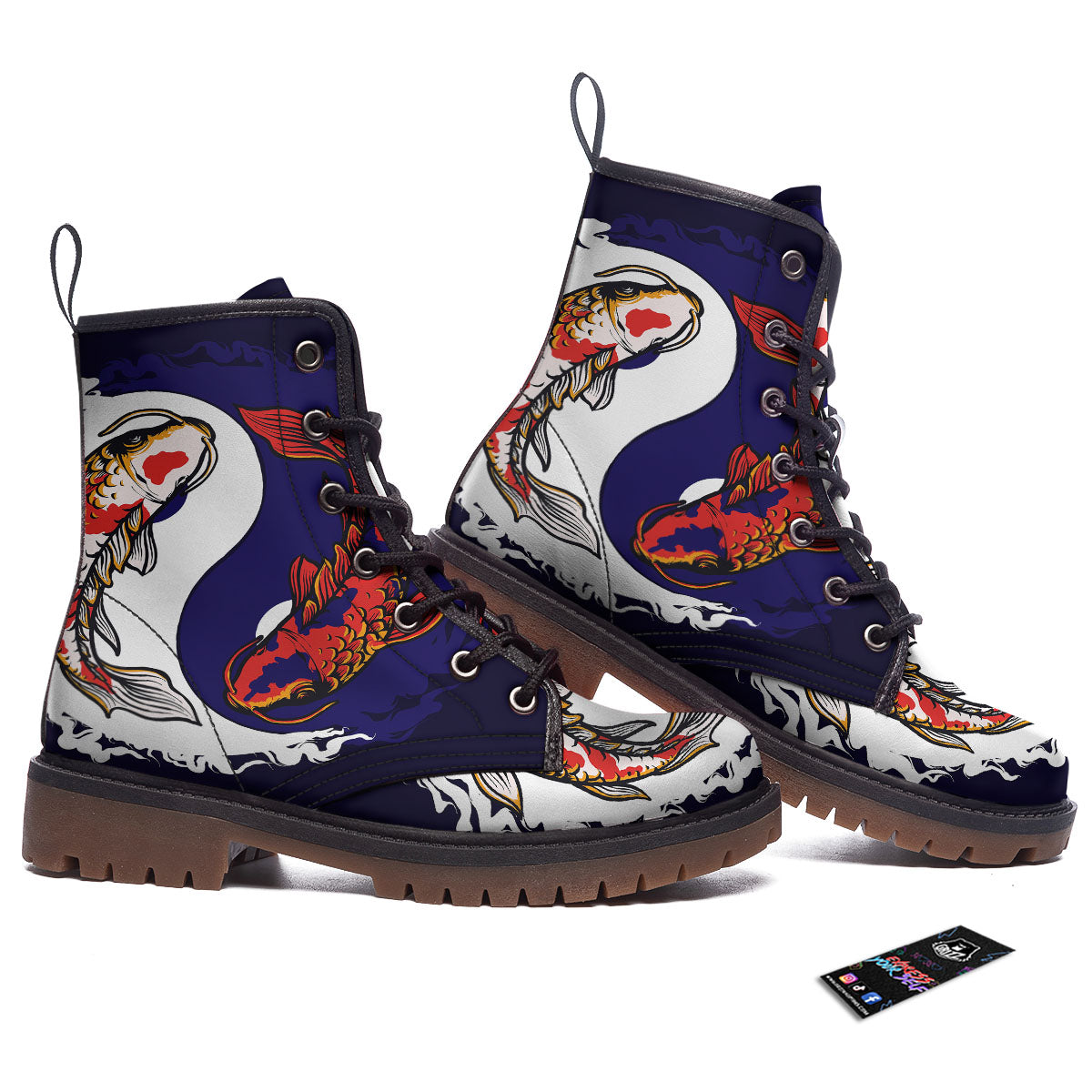Carp Koi Fish Yin And Yang Print Work Boots-grizzshop