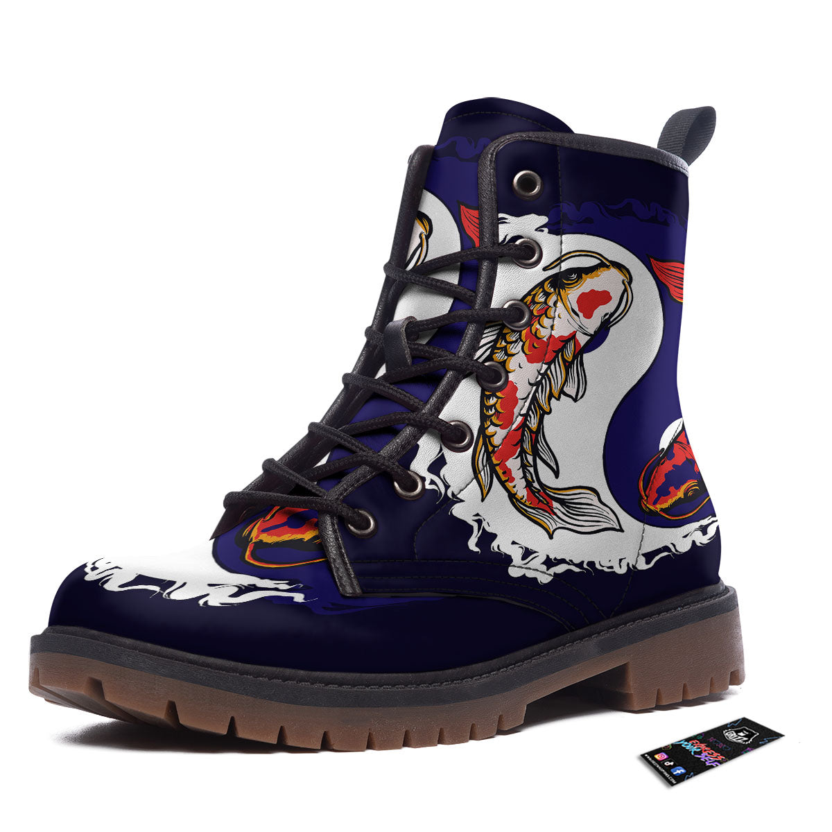 Carp Koi Fish Yin And Yang Print Work Boots-grizzshop