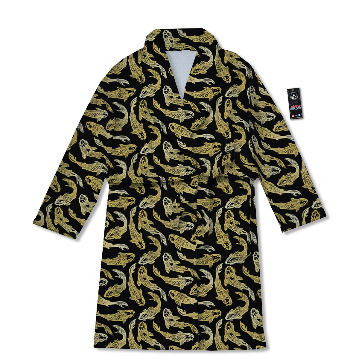 Carp Koi Golden Chinese Print Pattern Bathrobe-grizzshop