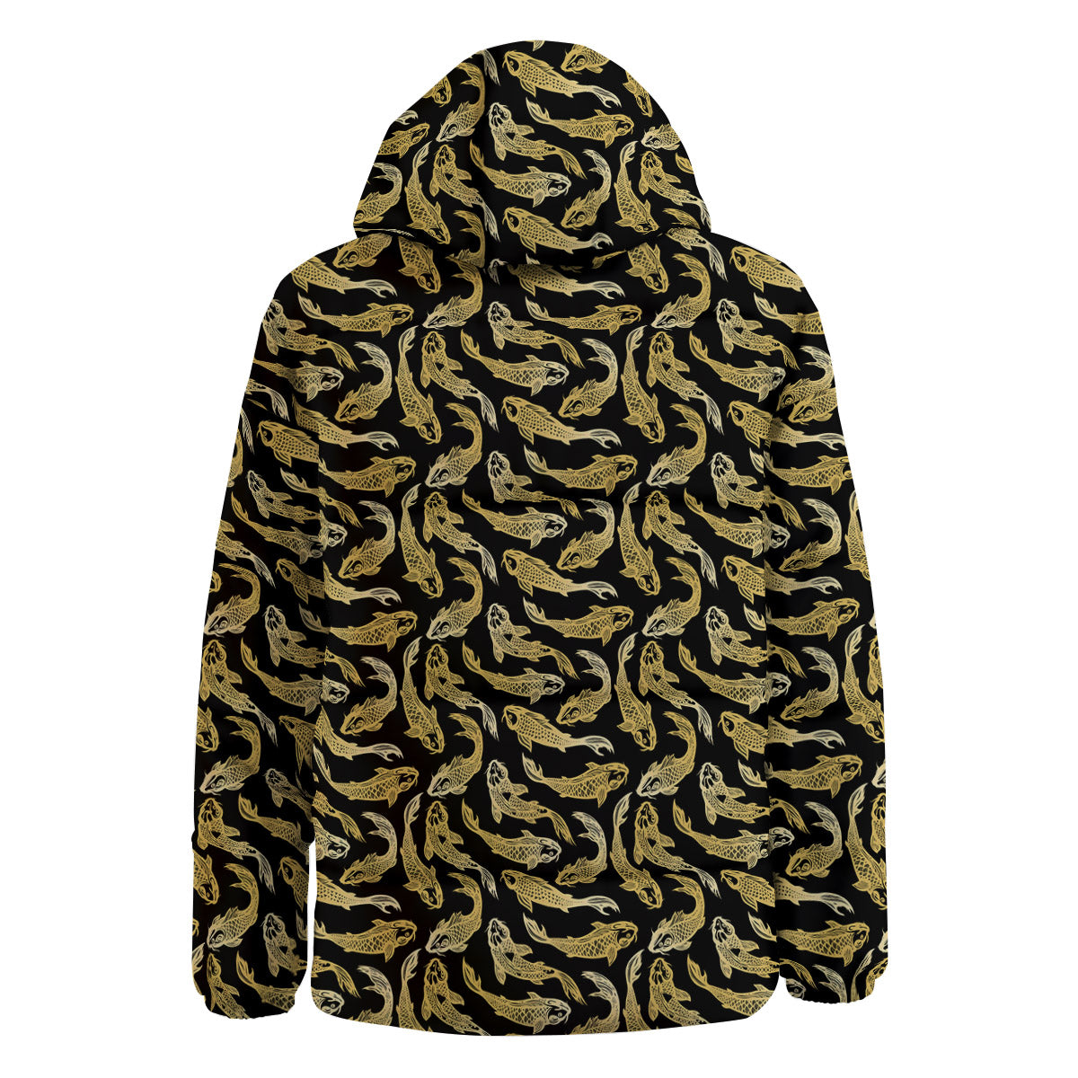 Carp Koi Golden Chinese Print Pattern Down Jacket-grizzshop