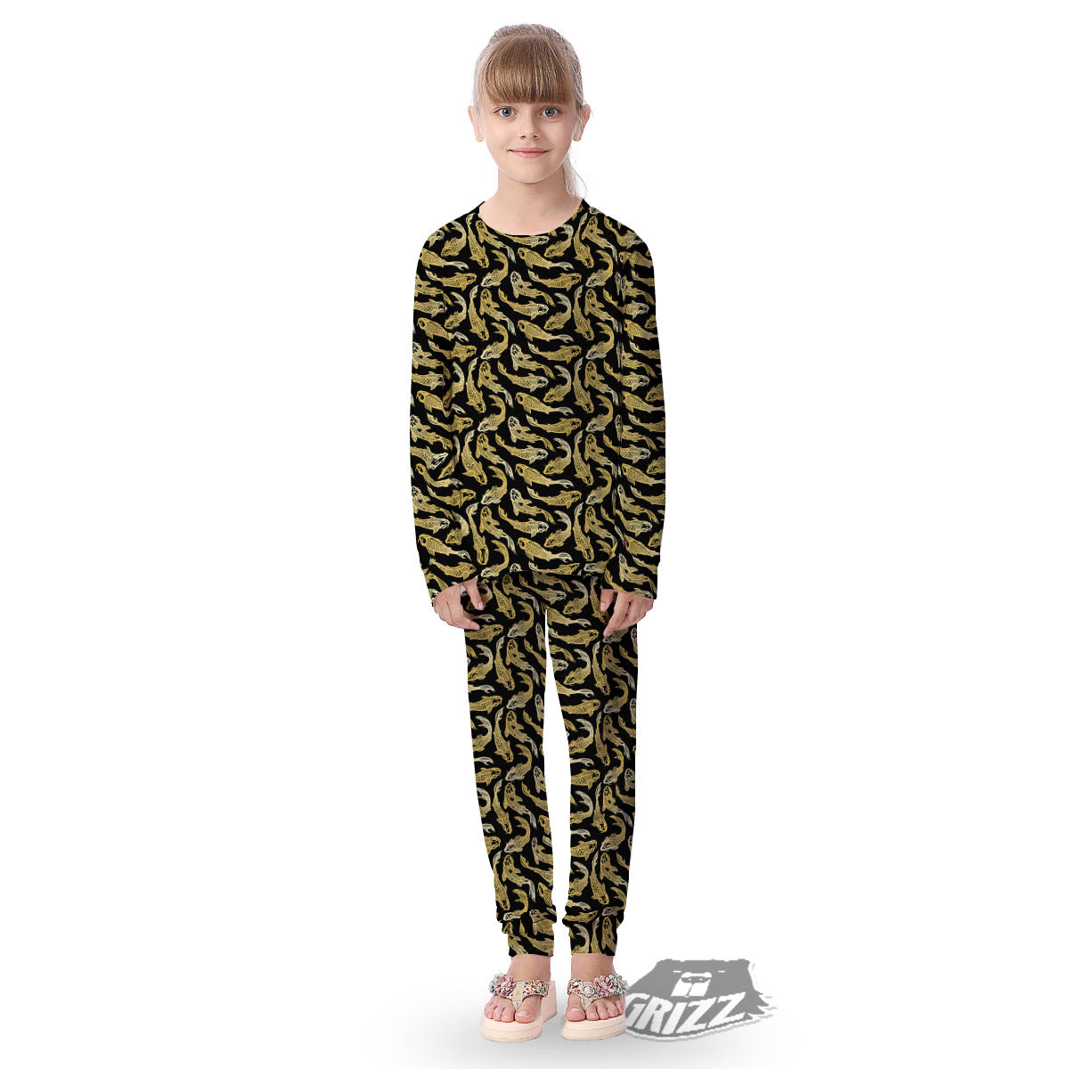 Carp Koi Golden Chinese Print Pattern Kid's Pajamas-grizzshop
