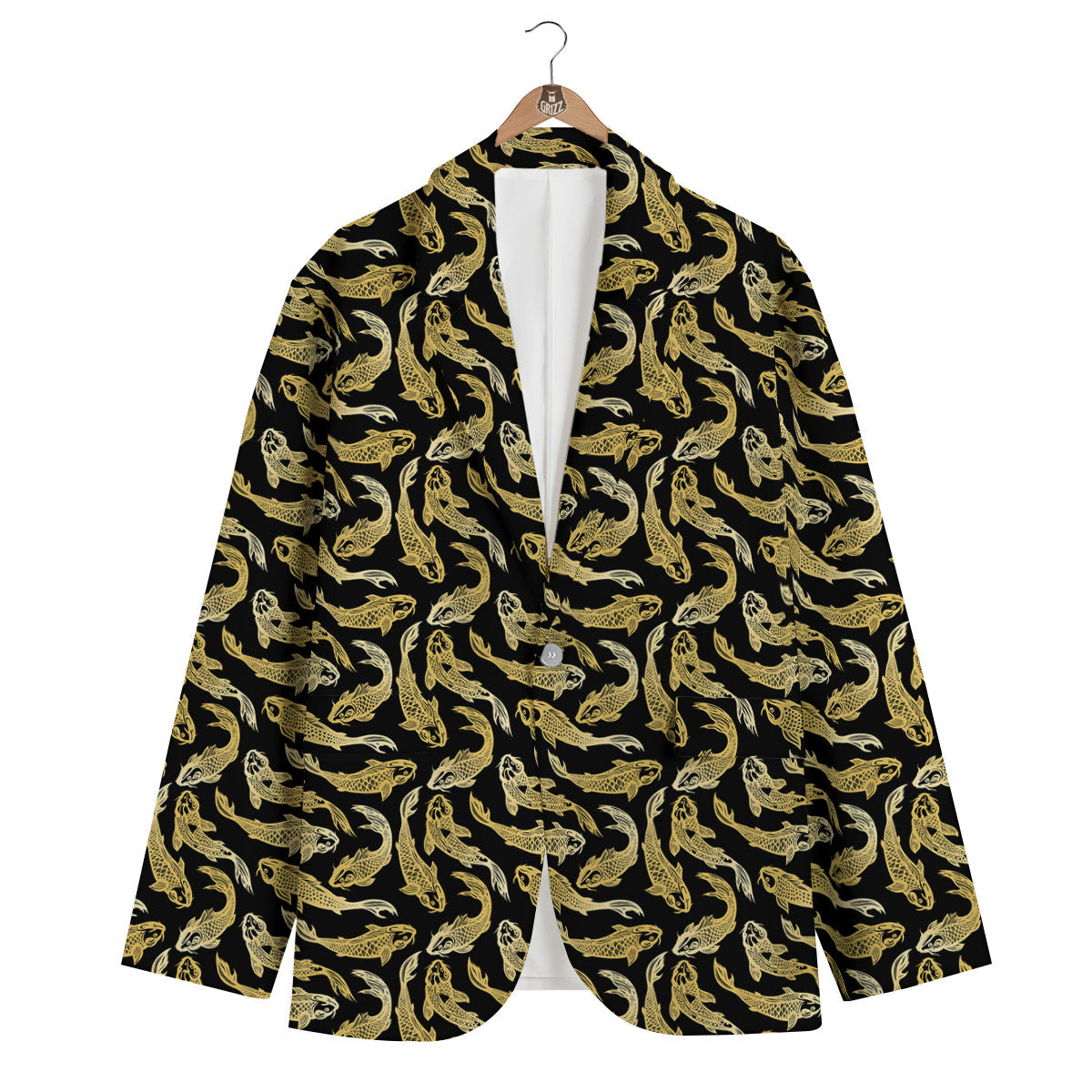 Carp Koi Golden Chinese Print Pattern Men's Blazer-grizzshop