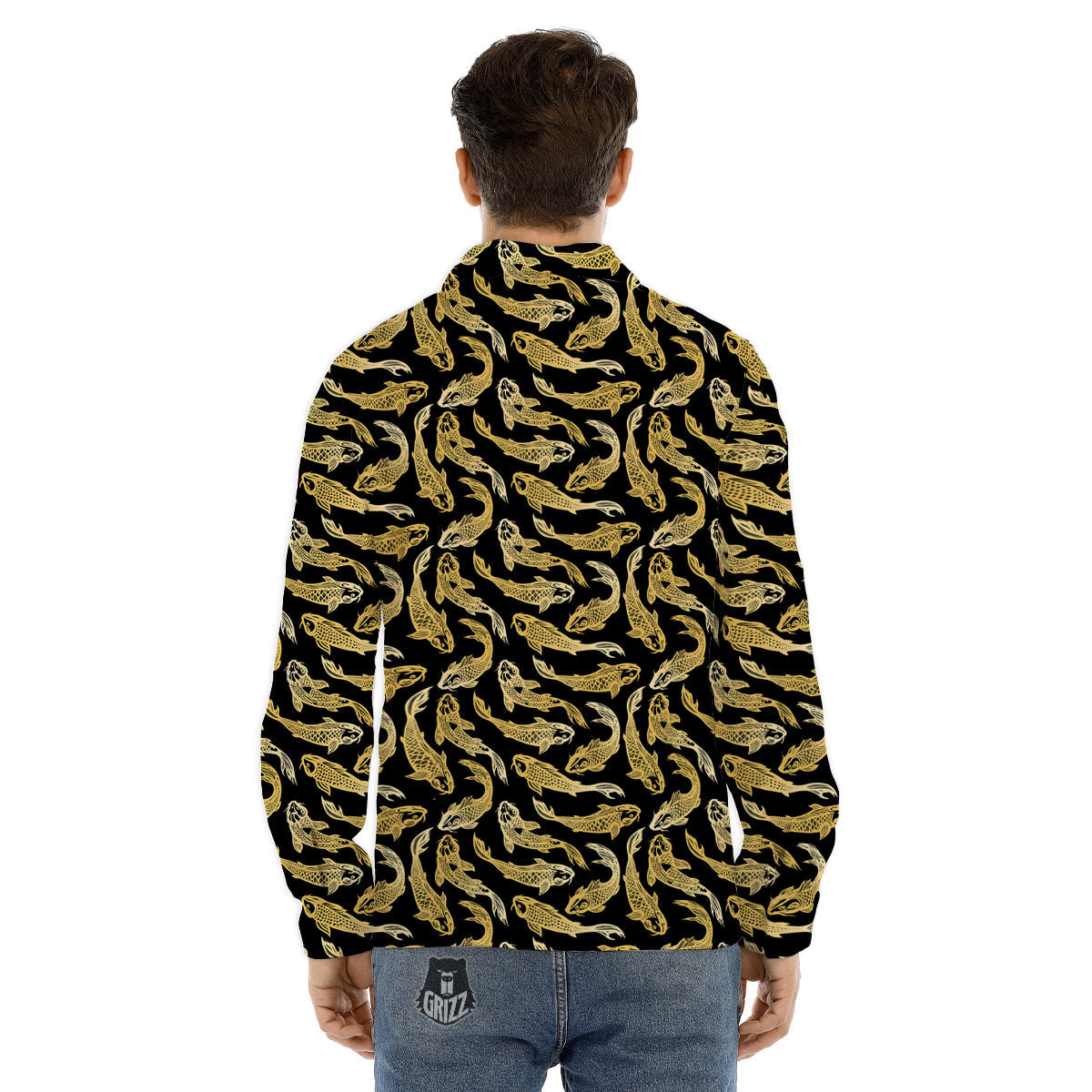 Carp Koi Golden Chinese Print Pattern Men's Dress Shirts-grizzshop