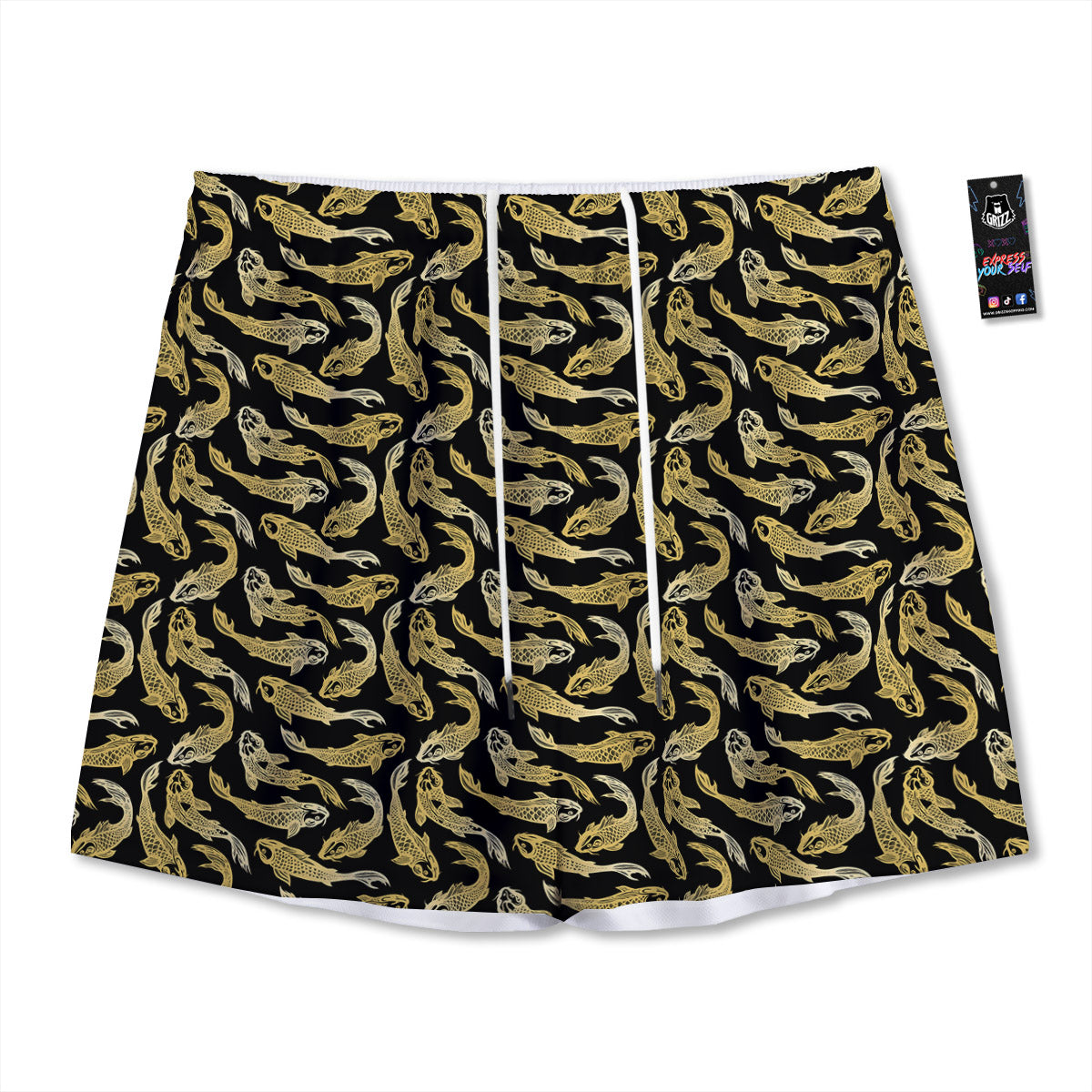 Cola Glass Print Pattern Mesh Shorts