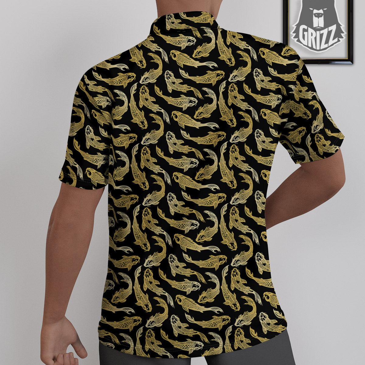 Carp Koi Golden Chinese Print Pattern Untucked Shirts-grizzshop