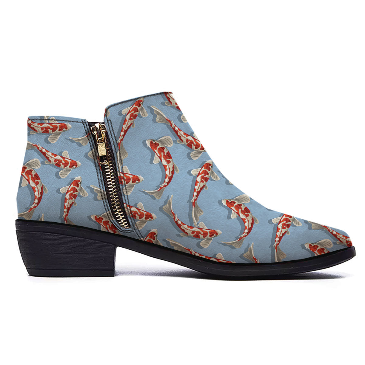 Carp Koi Print Pattern Ankle Boots-grizzshop