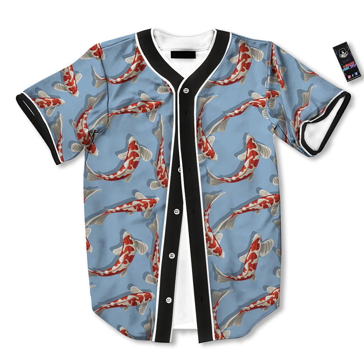 Carp Koi Print Pattern Baseball Jersey-grizzshop
