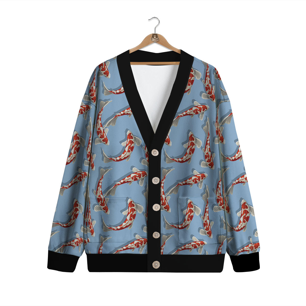 Carp Koi Print Pattern Cardigan-grizzshop