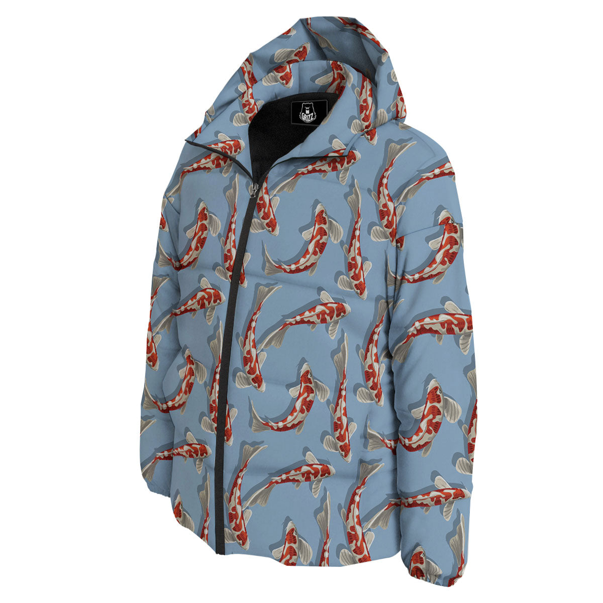 Carp Koi Print Pattern Down Jacket-grizzshop