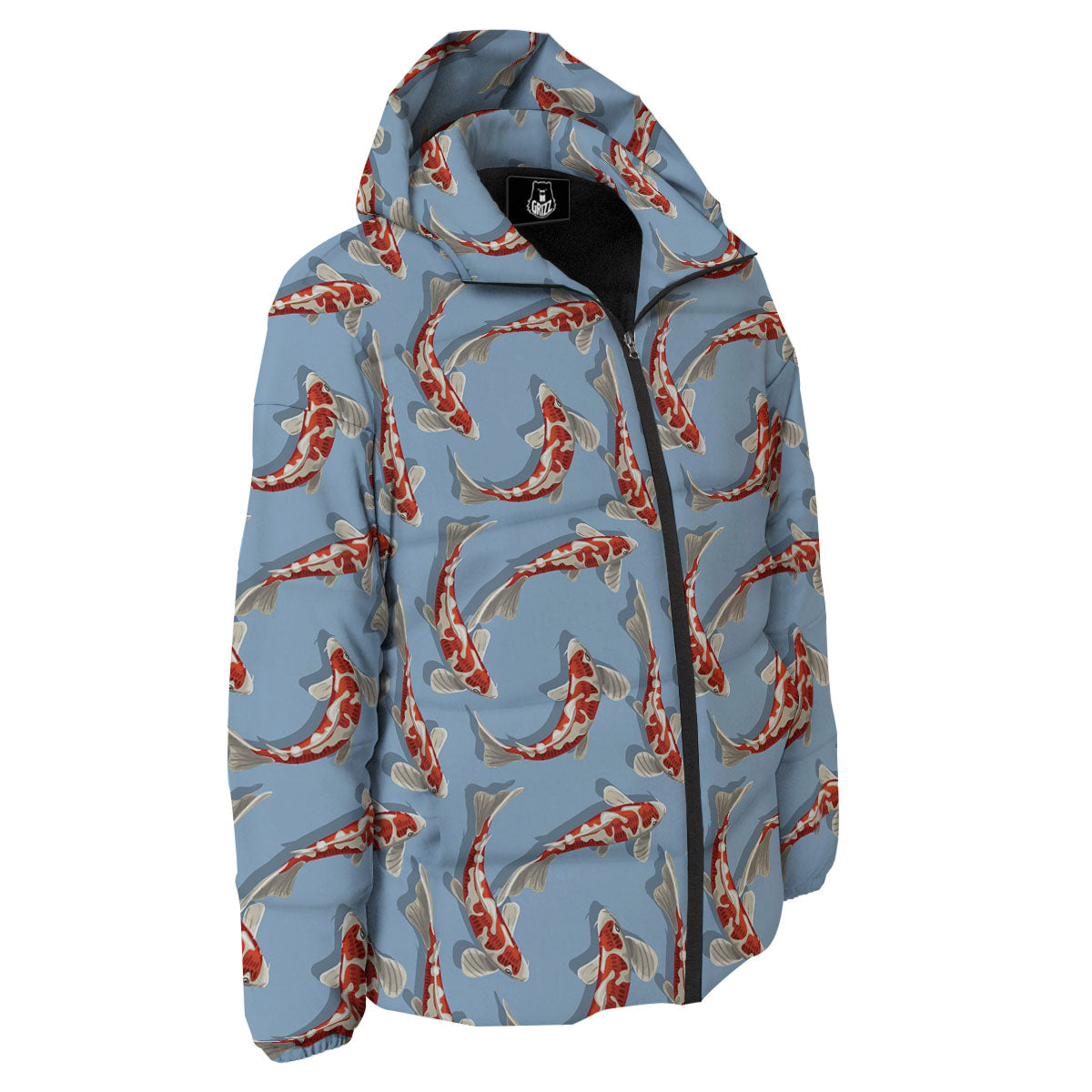 Carp Koi Print Pattern Down Jacket-grizzshop