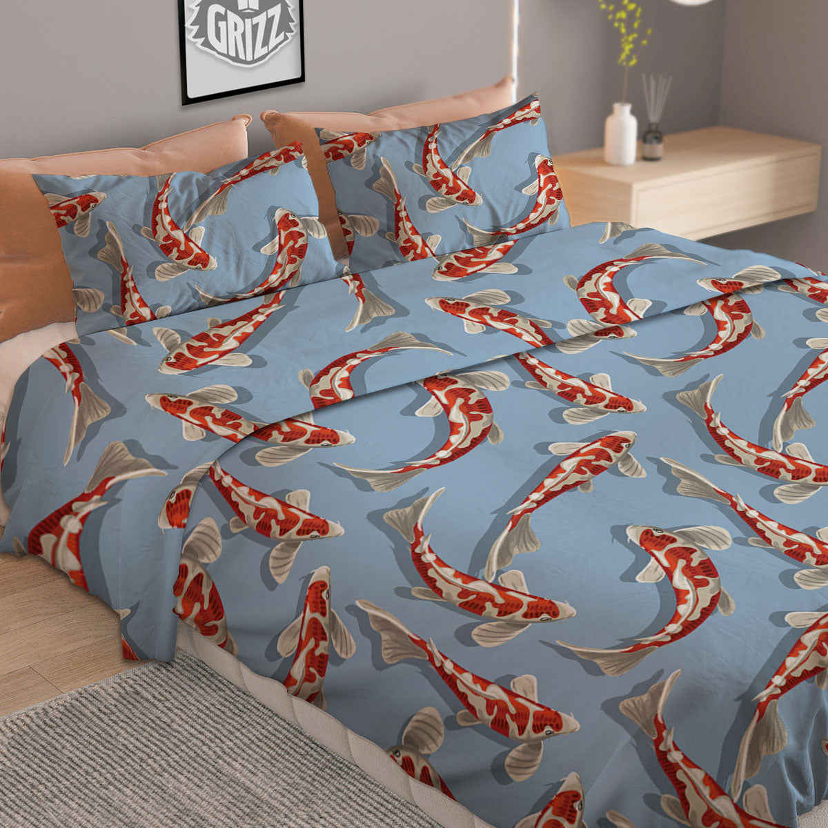 Carp Koi Print Pattern Duvet Cover Bedding Set
