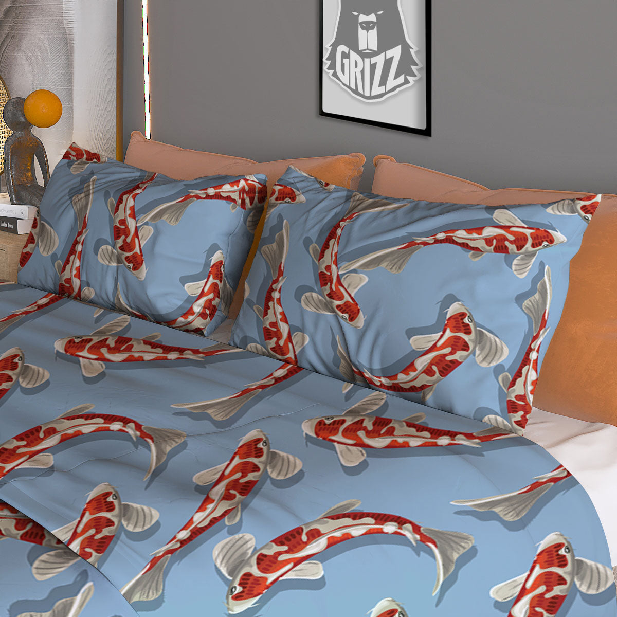 Carp Koi Print Pattern Duvet Cover Bedding Set
