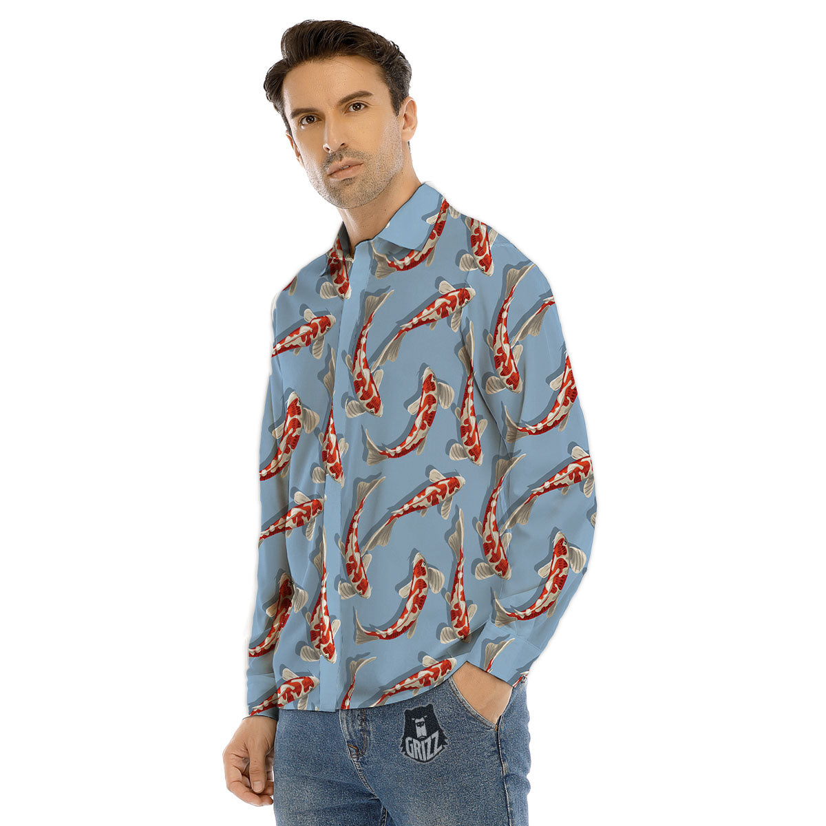 Carp Koi Print Pattern Men's Dress Shirts-grizzshop