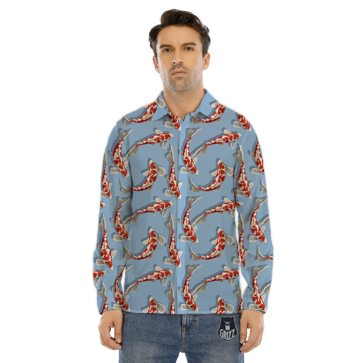 Carp Koi Print Pattern Men's Dress Shirts-grizzshop