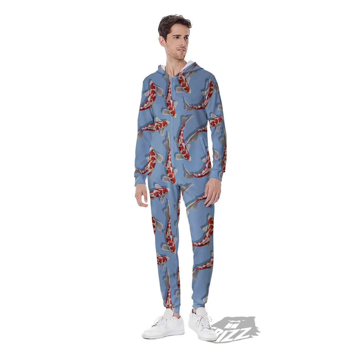 Carp Koi Print Pattern Men's Jumpsuit-grizzshop
