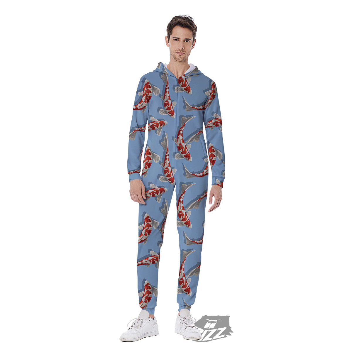 Carp Koi Print Pattern Men's Jumpsuit-grizzshop