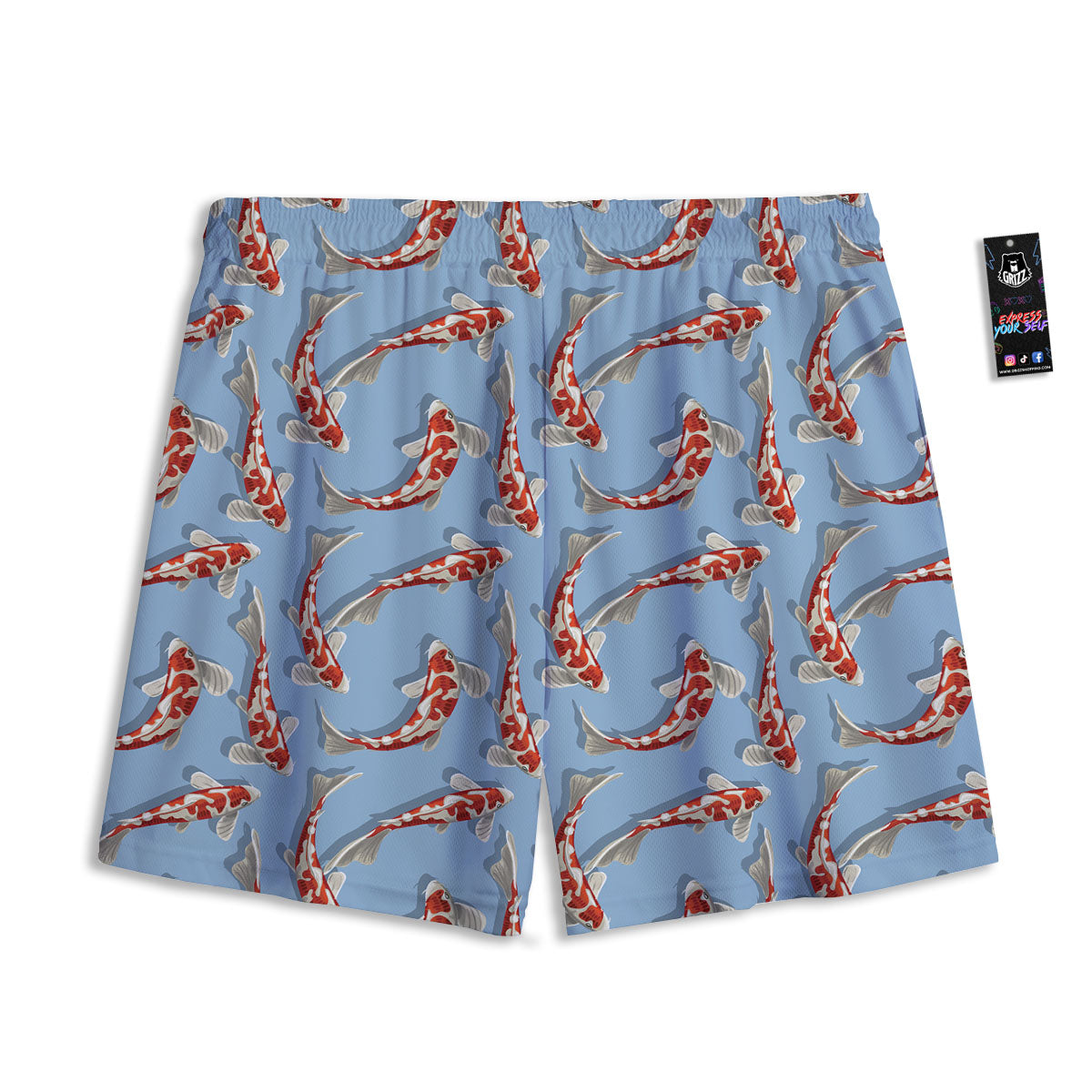 Carp Koi Print Pattern Mesh Shorts