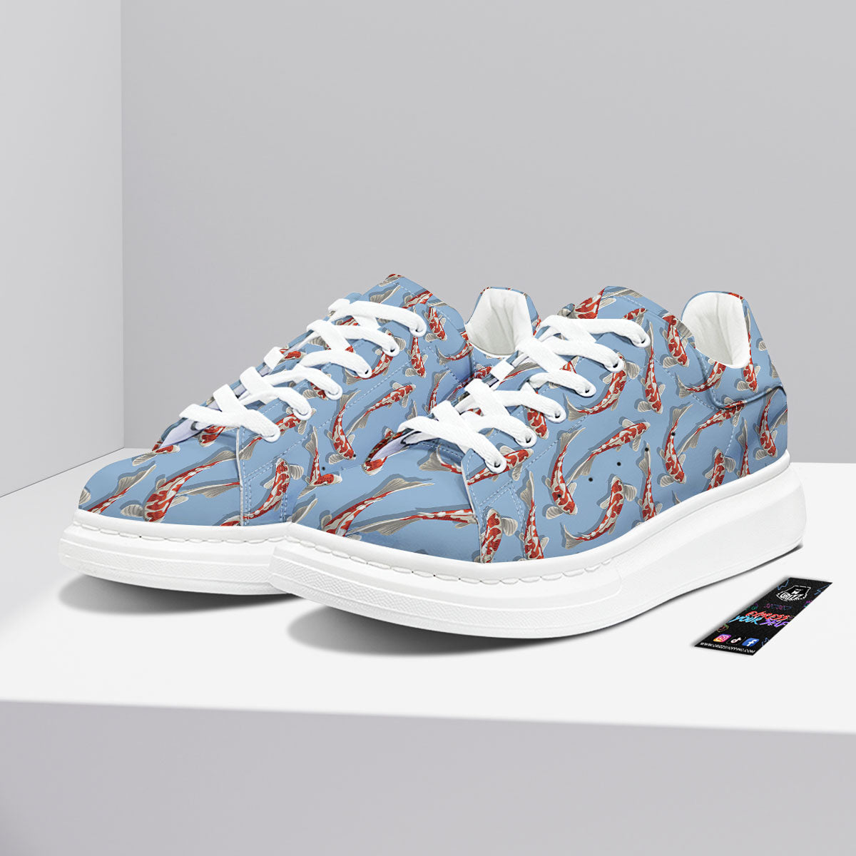 Carp Koi Print Pattern Platform Shoes-grizzshop