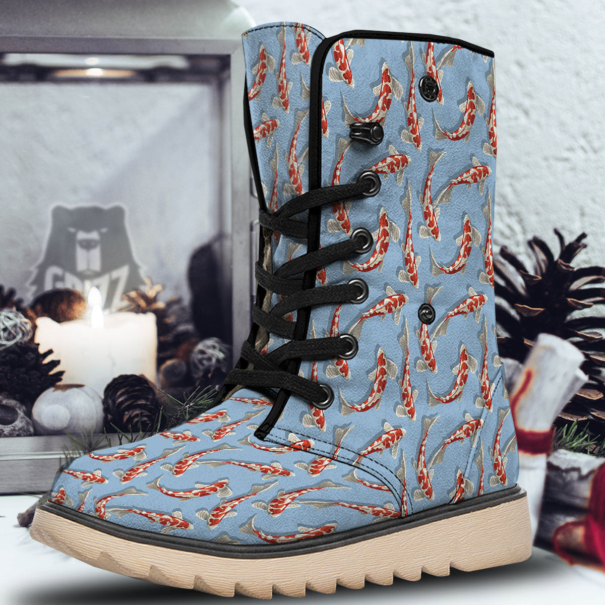 Carp Koi Print Pattern Snow Boots-grizzshop