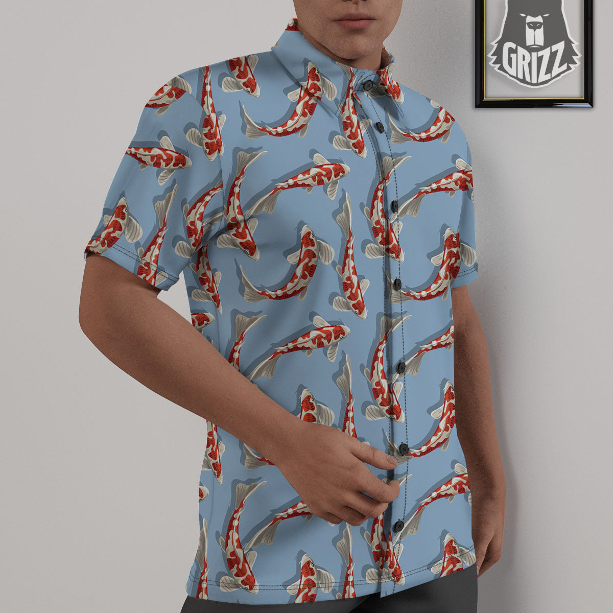 Carp Koi Print Pattern Untucked Shirts-grizzshop