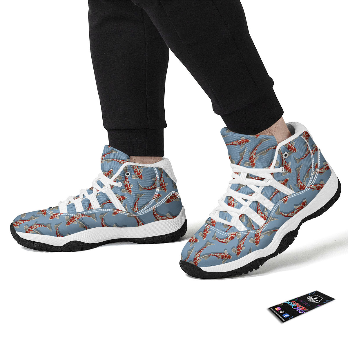Carp Koi Print Pattern White Bball Shoes-grizzshop