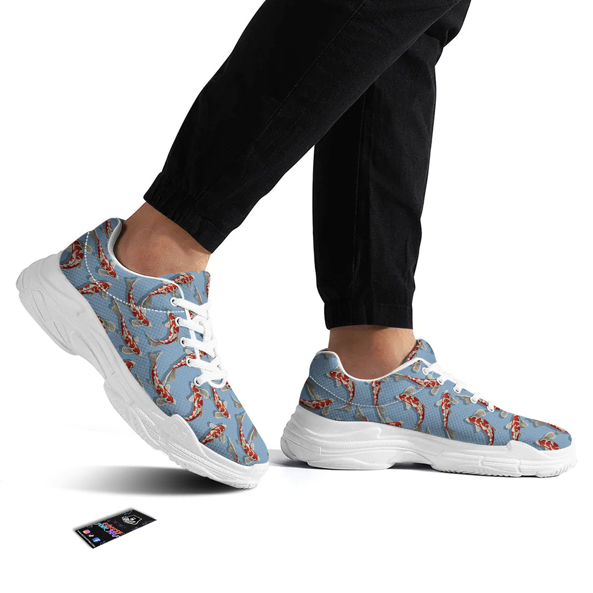 Carp Koi Print Pattern White Chunky Shoes-grizzshop