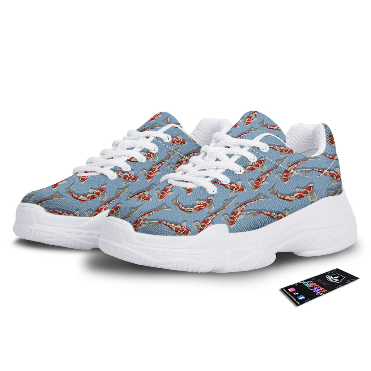 Carp Koi Print Pattern White Chunky Shoes-grizzshop