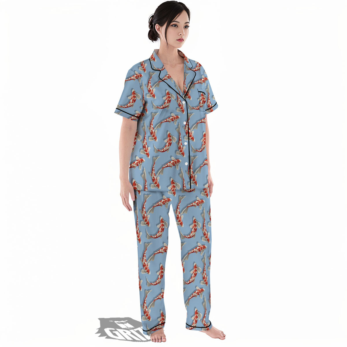 Carp Koi Print Pattern Women's Pajamas Set-grizzshop