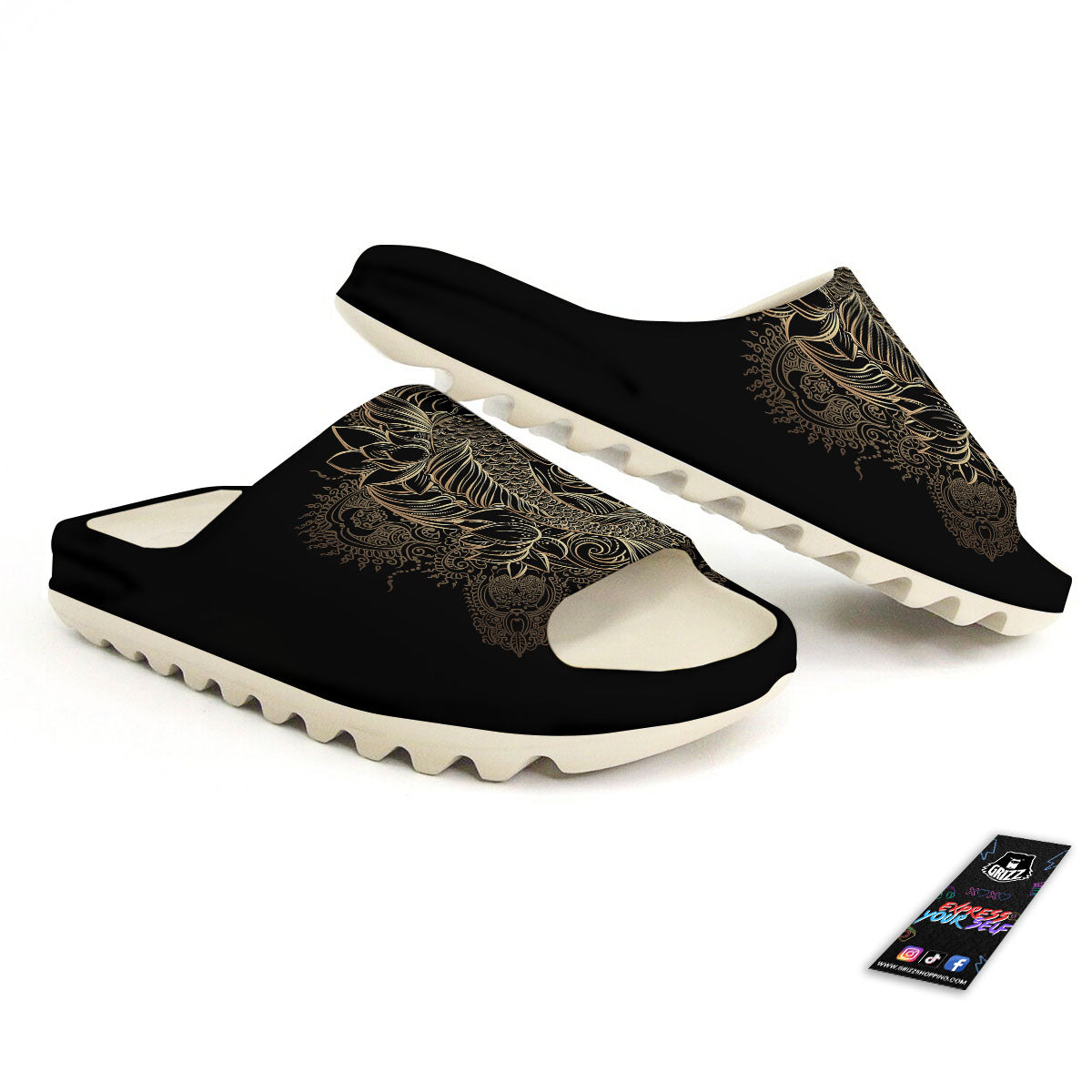 Carp Koi Fish Gold Print Sandals-grizzshop