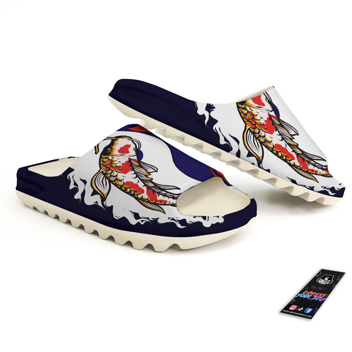 Carp Koi Fish Yin And Yang Print Sandals-grizzshop