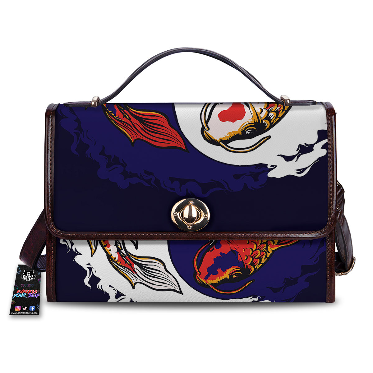 Carp Koi Fish Yin And Yang Print Women's Satchel Bag