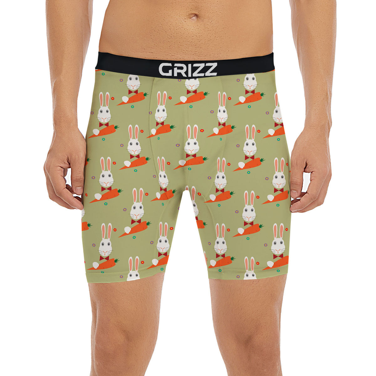Carrot And Rabbit Print Pattern Boxer Briefs-grizzshop
