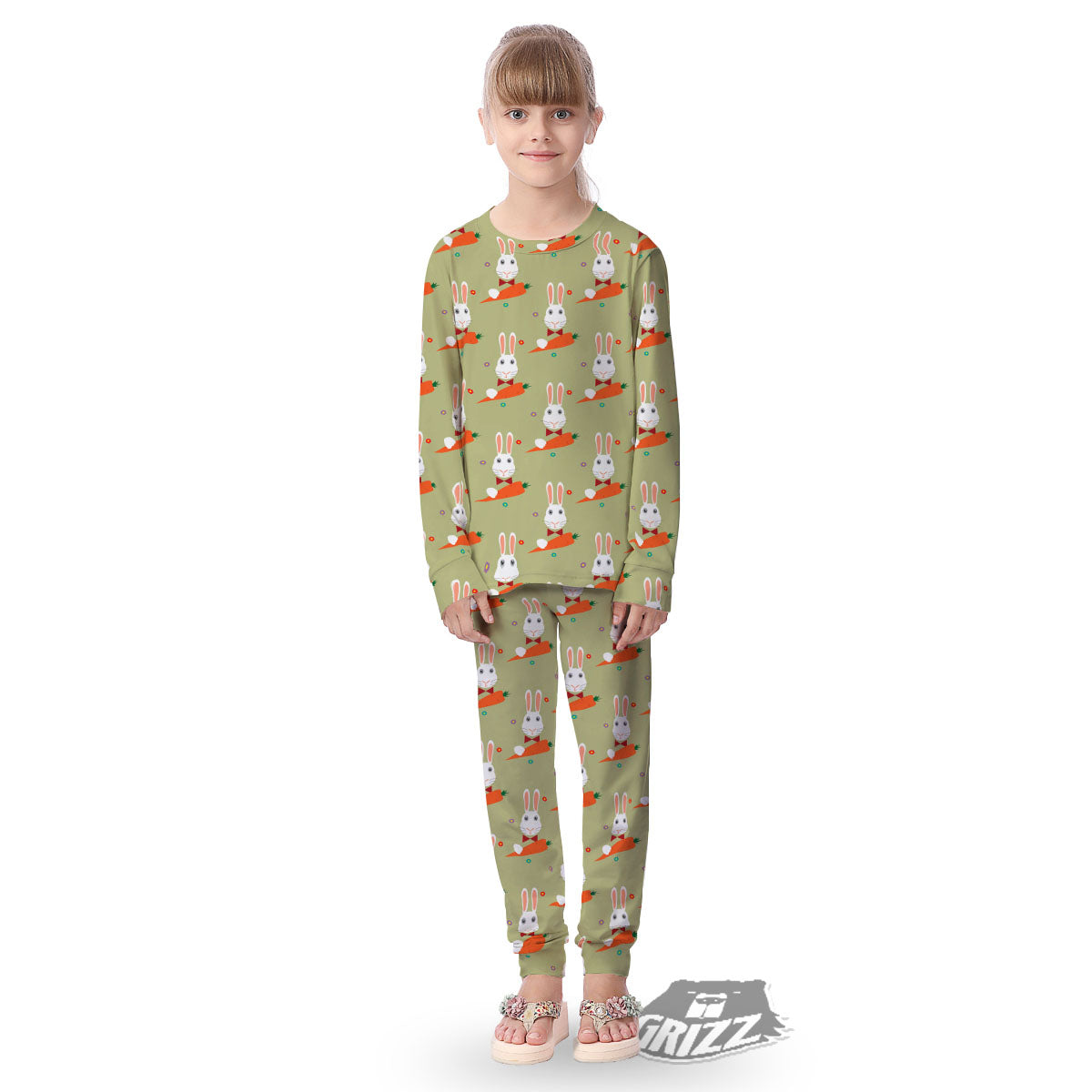 Carrot And Rabbit Print Pattern Kid's Pajamas-grizzshop