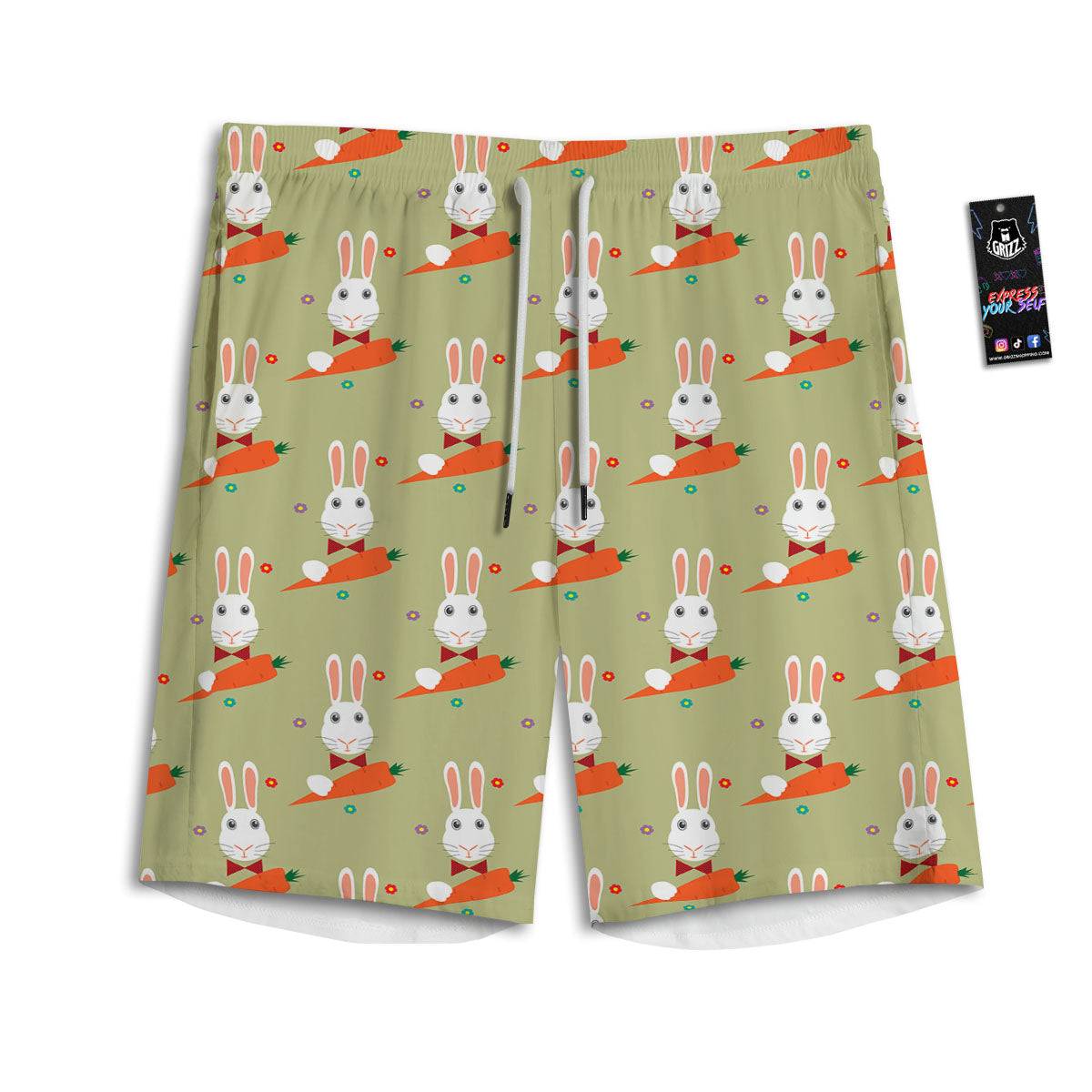 Carrot And Rabbit Print Pattern Men's Athletic Shorts
