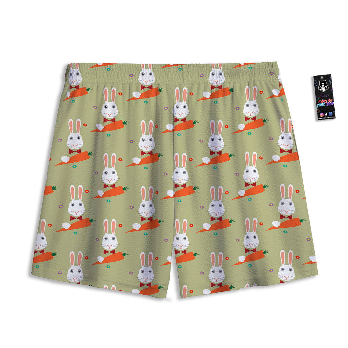 Carrot And Rabbit Print Pattern Mesh Shorts
