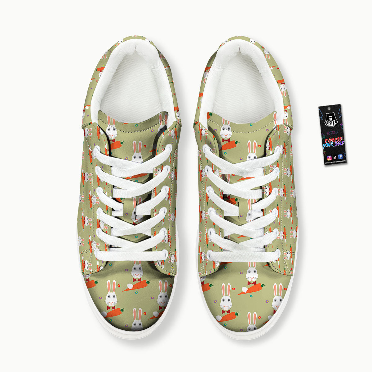 Carrot And Rabbit Print Pattern Platform Shoes-grizzshop