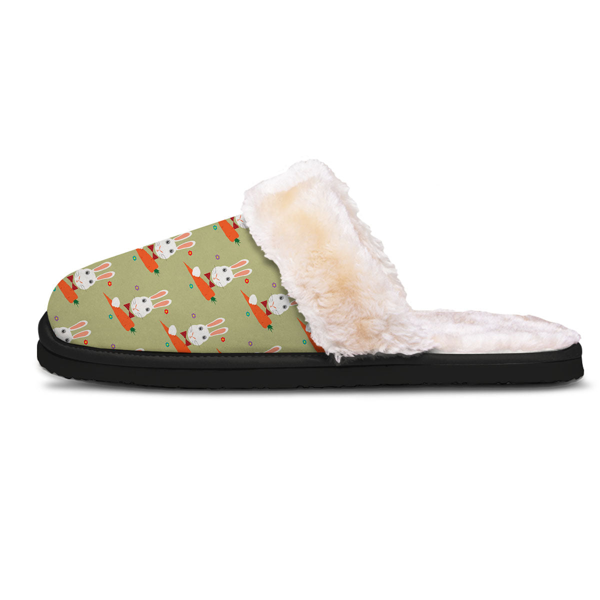 Carrot And Rabbit Print Pattern Slippers-grizzshop