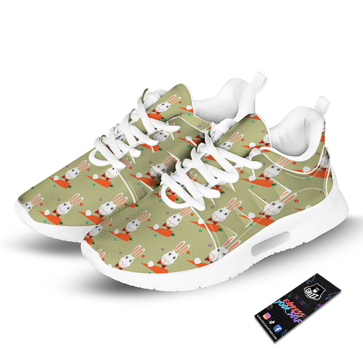 Carrot And Rabbit Print Pattern Tennis Shoes-grizzshop