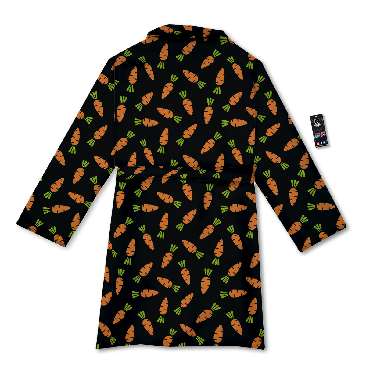 Carrot Black Print Pattern Bathrobe-grizzshop